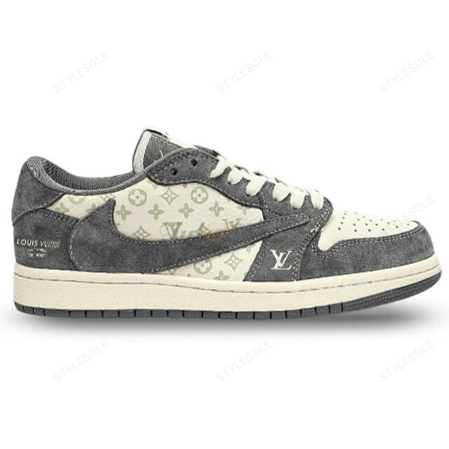 Louis Vuitton x Nike Air Jordan 1 Low "Green Monogram Suede" (Custom)