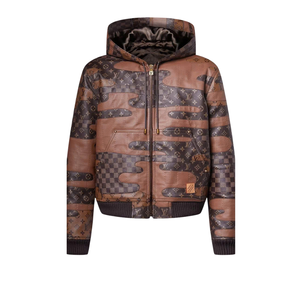 Made To Order Patchwork Leather Zipped Hoodie