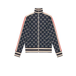 Gucci Classic GG Cotton Jacquard Zipper Jacket ‘Blue’