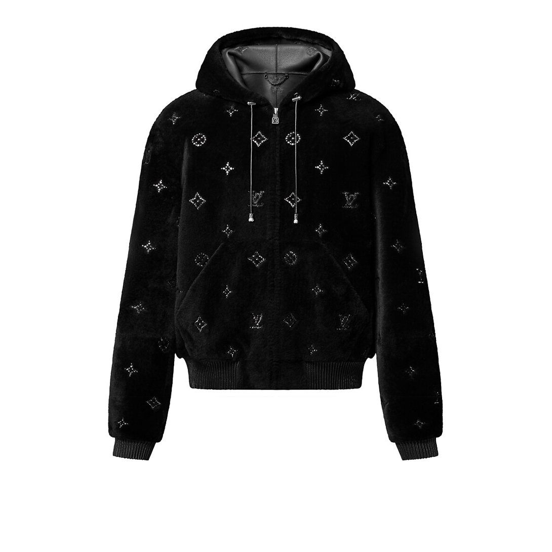 LV Monogram Embellished Shearling Hoodie